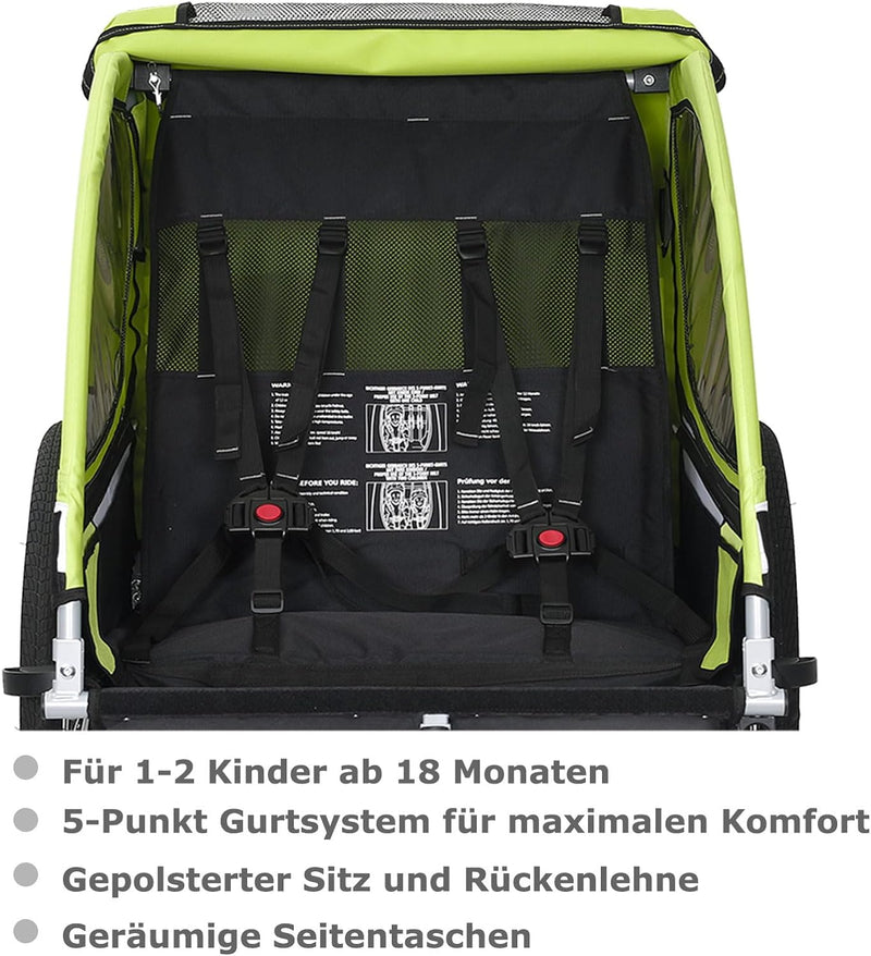 Tiggo VS Kinderanhänger Fahrradanhänger Anhänger Kinderfahrradanhänger 50201 Grün