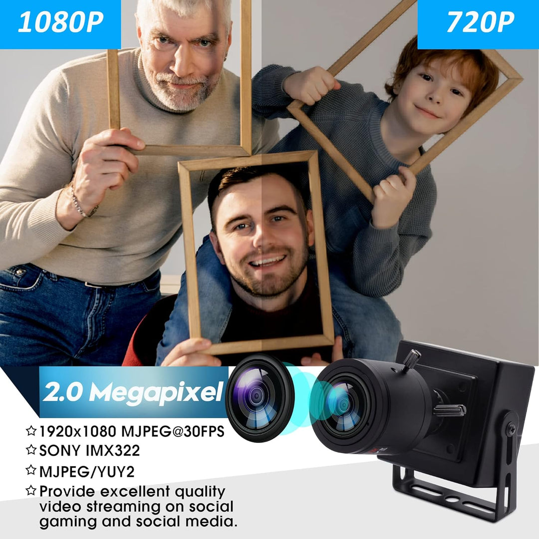 ELP Varifokus Objektiv Web Kamera 1080P USB Computer Business Webcam,2.8-12mm Zoom Objektiv,Weitwink