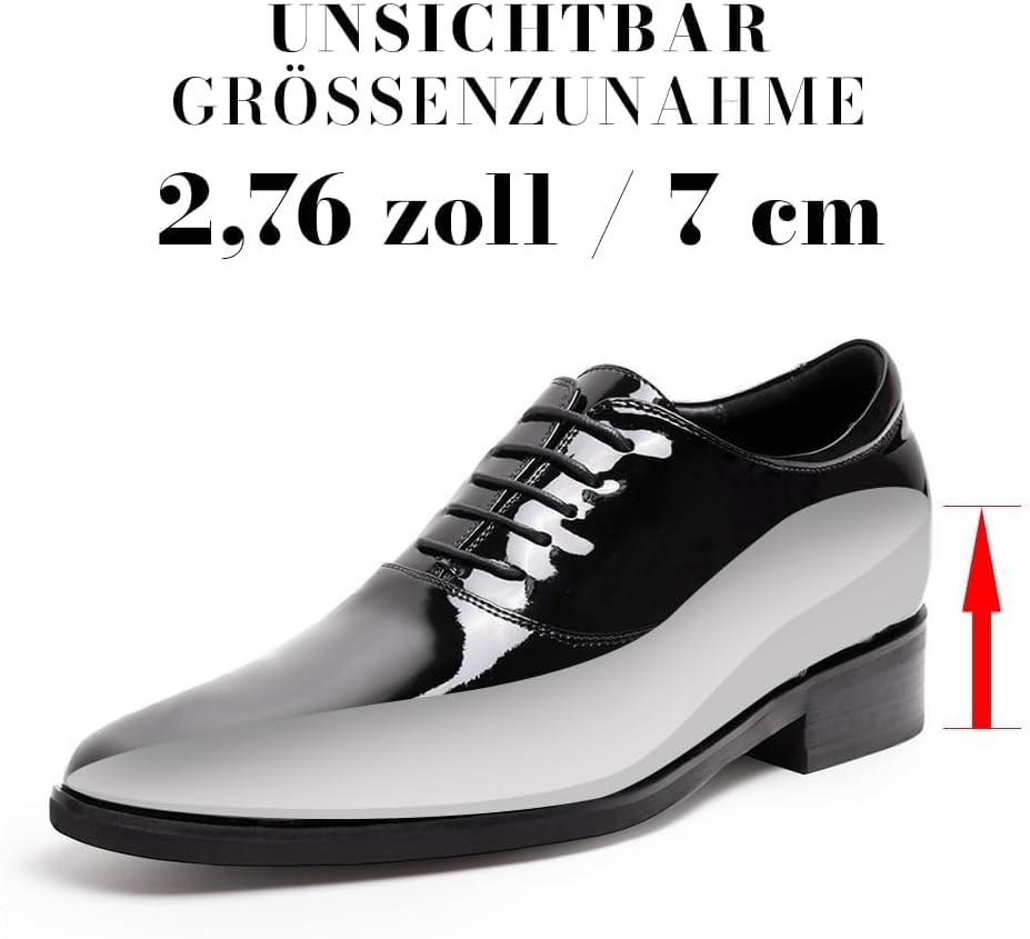CHAMARIPA Elevator Schuhe Herren | Business Lederschuhe mit Unsichtbarer Erhöhung | Bis zu 9cm Höhen