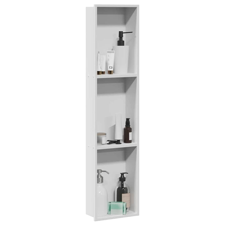 vidaXL Duschnische Weiss 90 x 20 x 9,5 cm Edelstahl Matt-weiss 90 x 20 x 9,5 cm, Matt-weiss 90 x 20