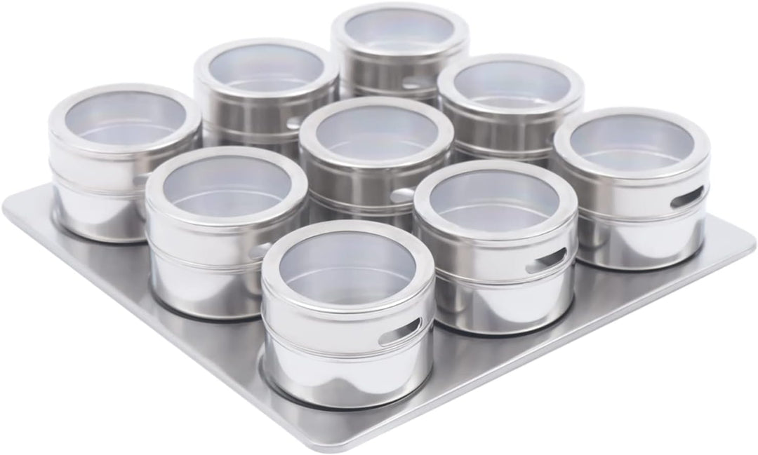 9er Gewürzgläser Set 70ml Edelstahl Gewürzglas, Spice Jars Mit magnetischer Haftung, kann an metalli