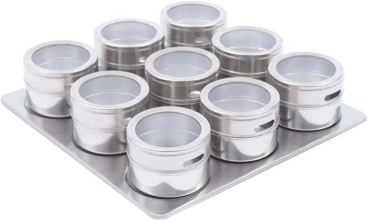 9er Gewürzgläser Set 70ml Edelstahl Gewürzglas, Spice Jars Mit magnetischer Haftung, kann an metalli