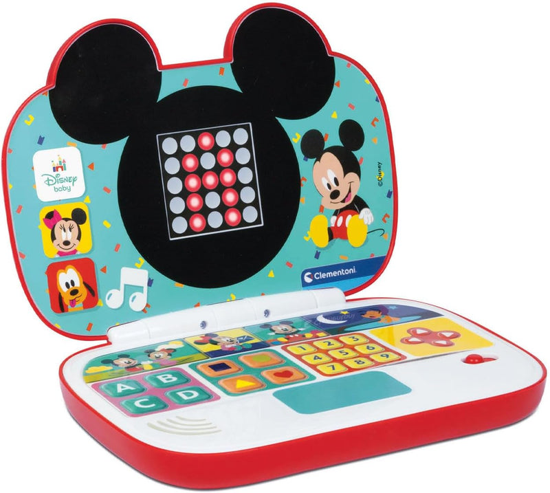 Clementoni - Disney Baby Mickey-Mein erster Laptop, elektronisches Lerncomputer, tragbar, Aktivität