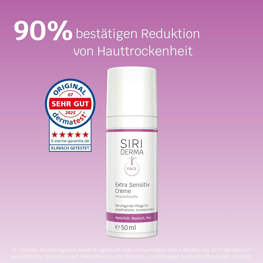 SIRIDERMA Extra Sensitiv Creme | 150 ml | Ohne Duftstoffe | Glättende Pflege für anspruchsvolle und