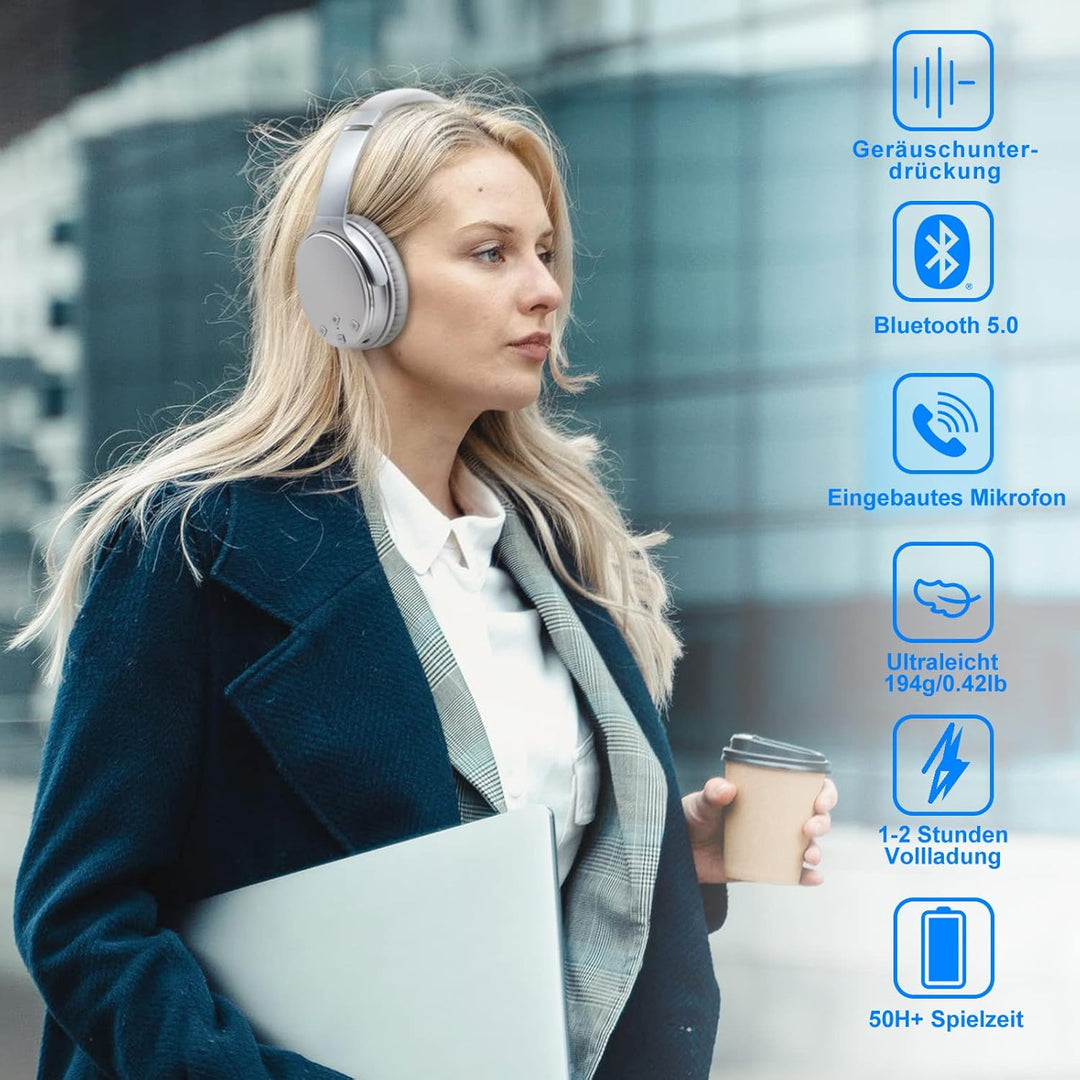 Srhythm NC35 Active Noise Cancelling Kopfhörer Kabellos Bluetooth - LDAC Modus, Schnellladung, 50+ W