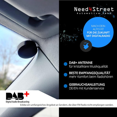 Need4Street DAB+ Antenne zum Nachrüsten des Autoradios, Stecker SMB, Kabellänge 250cm, Autoantenne m