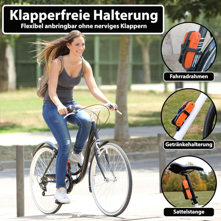 KOHLBURG leichtes & kleines Faltschloss - 690g leicht & 70cm lang - sicheres Fahrradschloss aus gehä