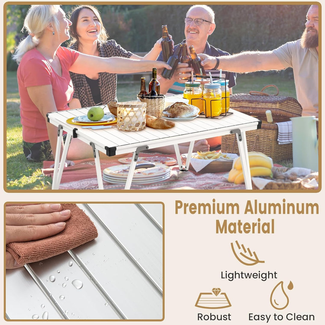KOMFOTTEU Faltbarer & tragbarer Campingtisch mit Tragetasche, Gartentisch mit Aluminiumplatte, Pickn