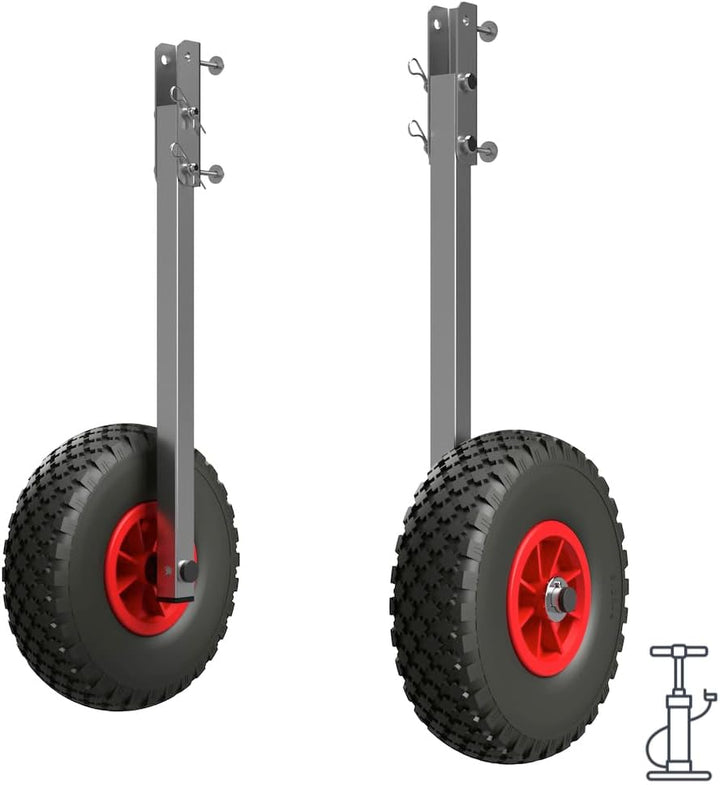 SUPROD Heckräder Slipräder Schlauchbooträder Transporträder klappbar Edelstahl ET260-LU schwarz/rot,