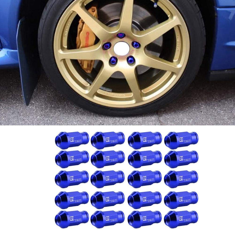 KIMISS Aluminium Autoreifenschraube, 20Pcs Radmuttern sichern Racing Radmutter M12X1.5(Blau)