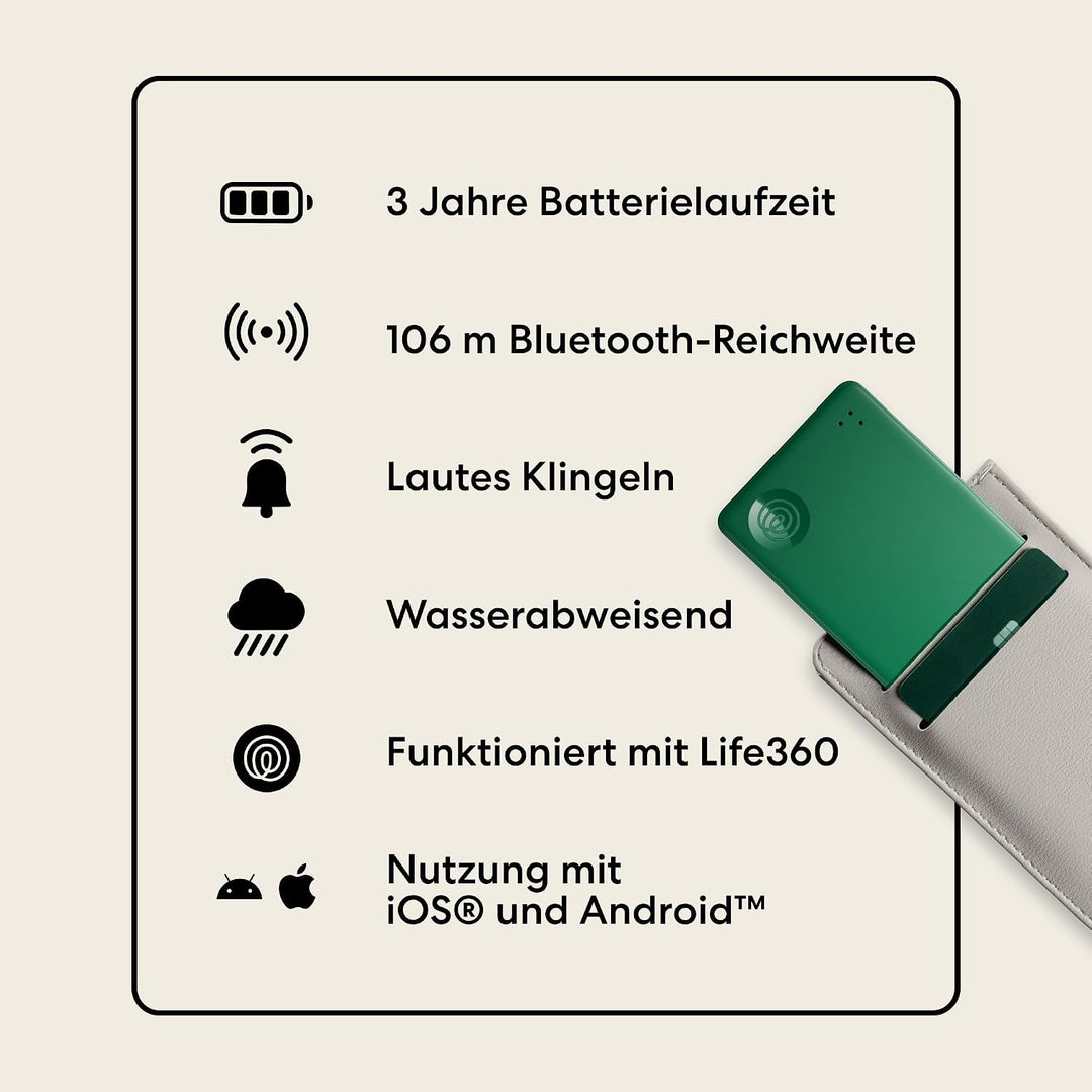 Tile by Life360 Slim - Geldbörsenfinder, Bluetooth-Tracker und Gegenstandsfinder für Gepäckanhänger,