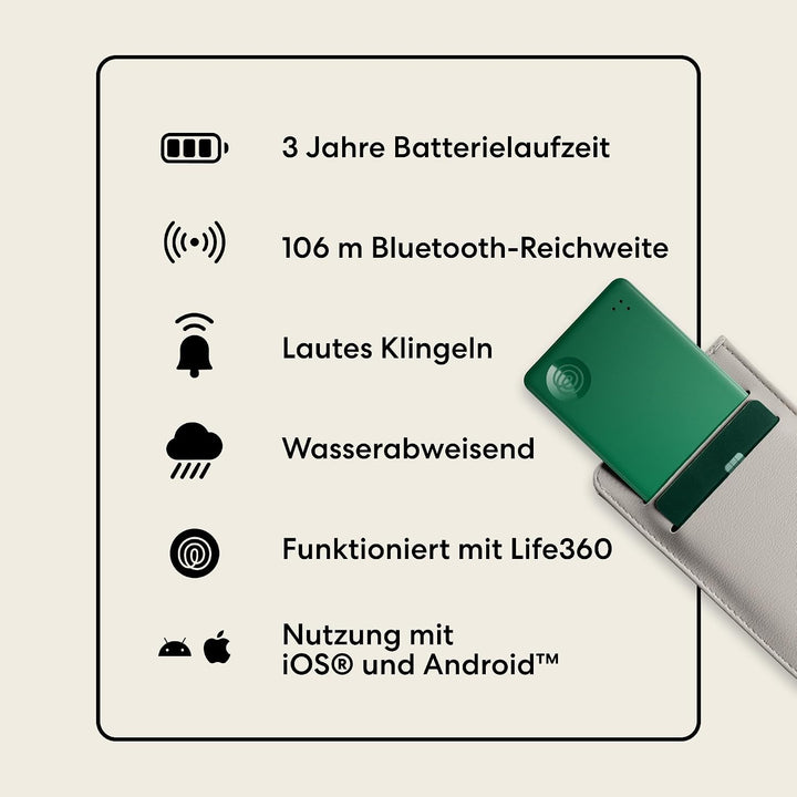 Tile by Life360 Slim - Geldbörsenfinder, Bluetooth-Tracker und Gegenstandsfinder für Gepäckanhänger,