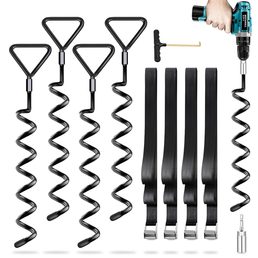 Bodenanker Trampolin 4 Pack | Heavy Duty Erdanker zum Einschrauben für Trampoline Withstand High Win