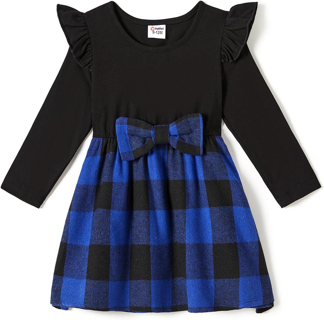 PATPAT Familien Outfit Set-Langarm, Mutter Tochter Kleid und Partnerlook Hemd, Family Matching Outfi