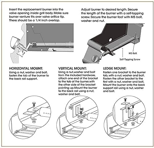 Denmay 31-42cm Universal Brenner Ersatzteile für Landmann, Tepro, Charbroil, Campingaz, Taino, Bloom