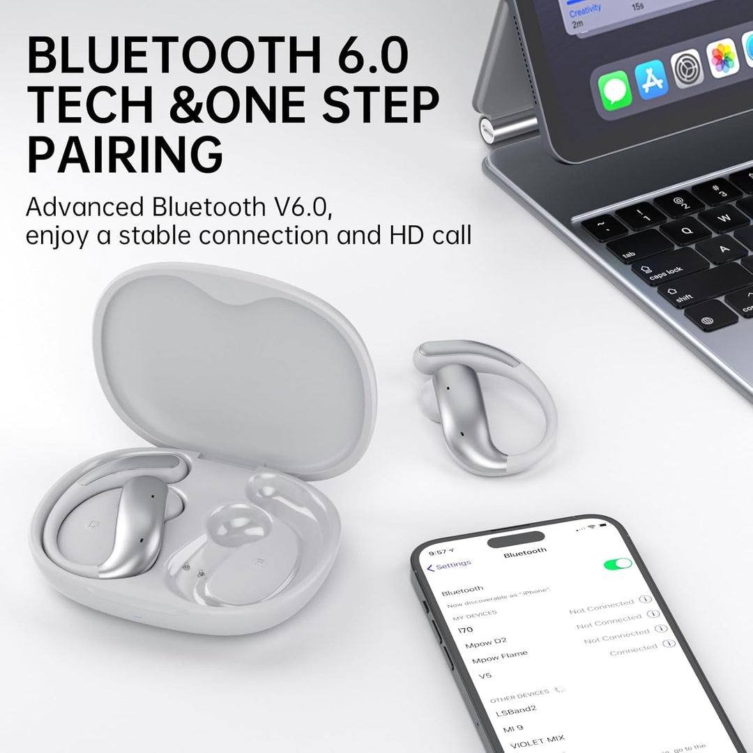 i70 Open-Ear-Ohrhörer Bluetooth 6.0 Kabellose Ohrhörer mit Ohrbügeln, Leichte & Bequeme Sport-Open-E