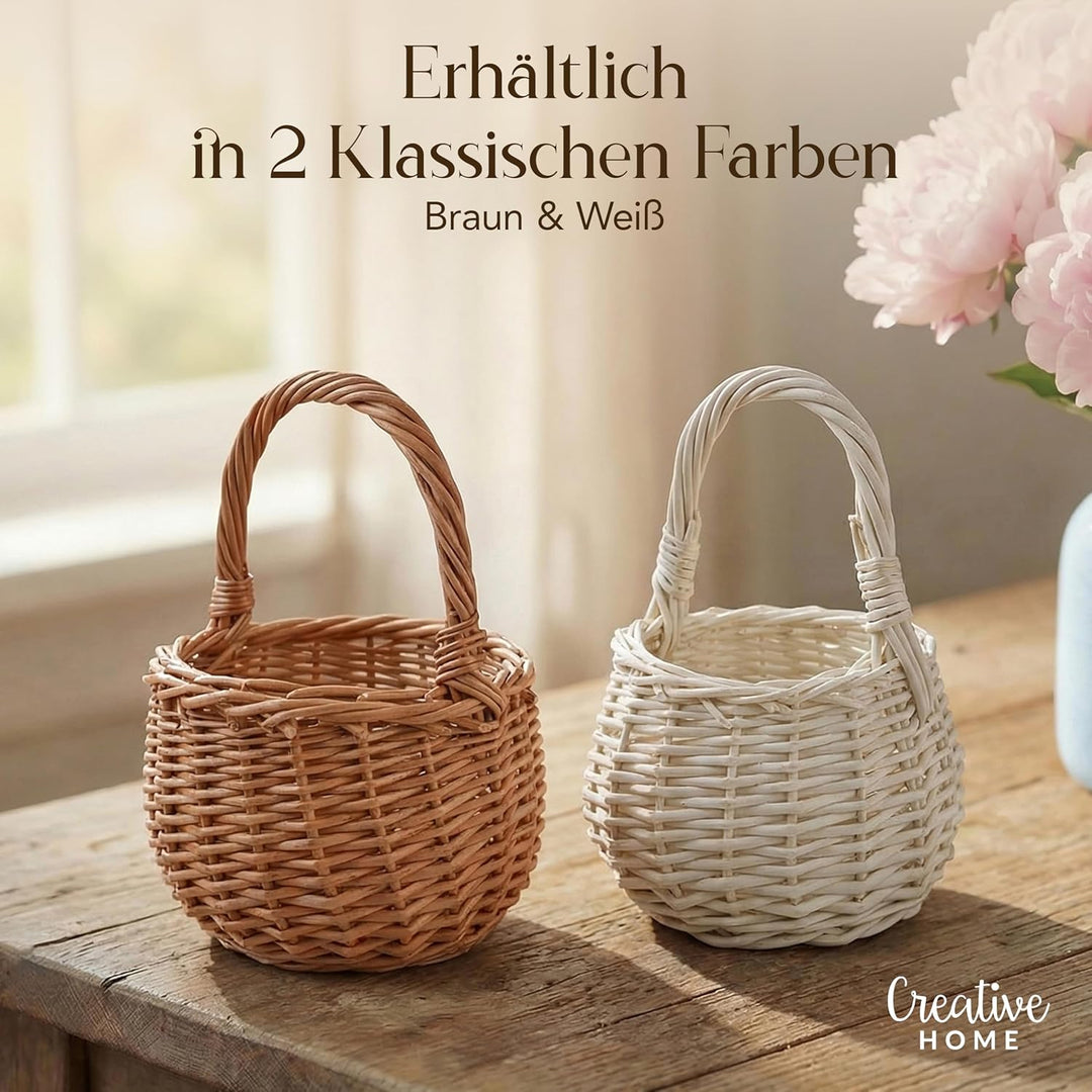 Creative Home Osterkorb Kleiner Weidenkorb mit Henkel | Klein 10 x 10 x 16 cm (+/- 2 cm) | Handgeflo