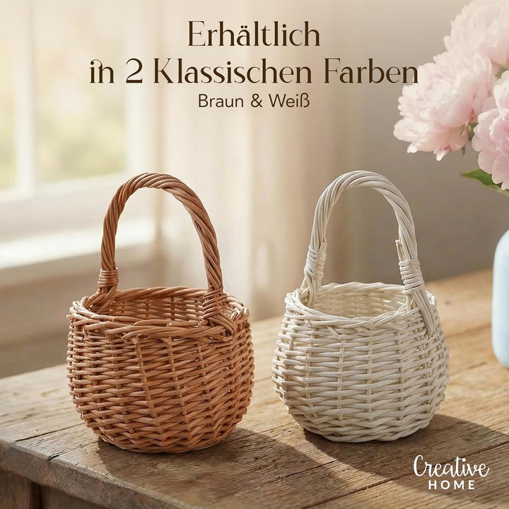 Creative Home Osterkorb Kleiner Weidenkorb mit Henkel | Klein 10 x 10 x 16 cm (+/- 2 cm) | Handgeflo