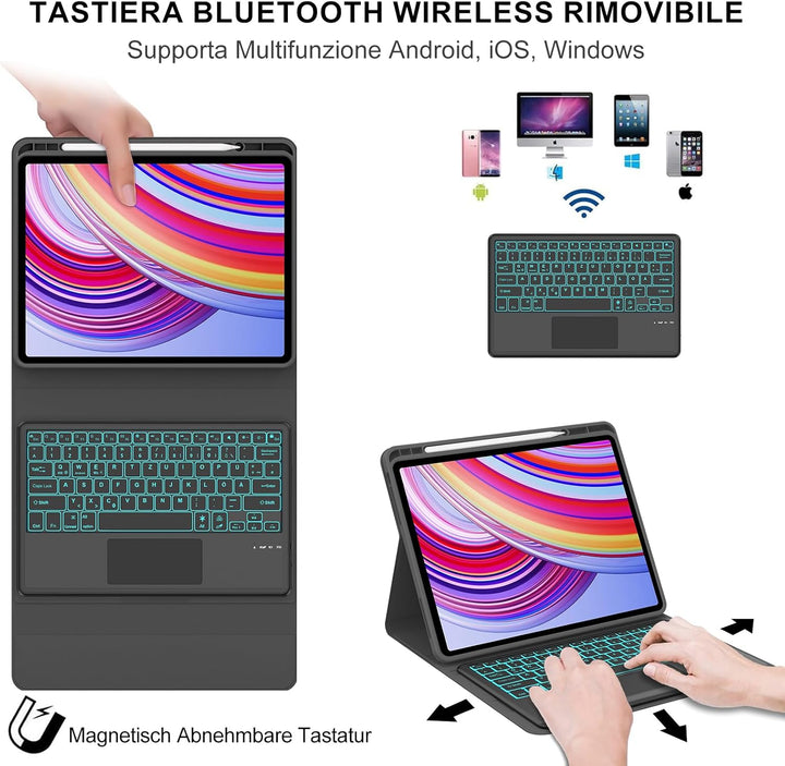 IVEOPPE Tastatur für Redmi Pad Pro 12.1, Hülle Tastatur für Redmi Pad Pro 2024 Con Touchpad, Bluetoo