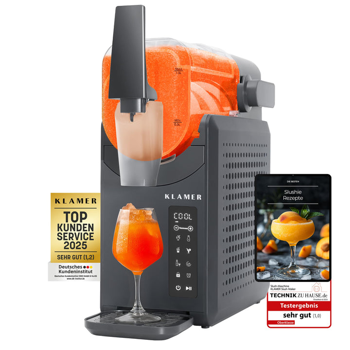 KLAMER Slush Maschine, mit 5 smarten Programmen: Slushie, Cocktail, Milchshake, Frappé, Wein, Automa