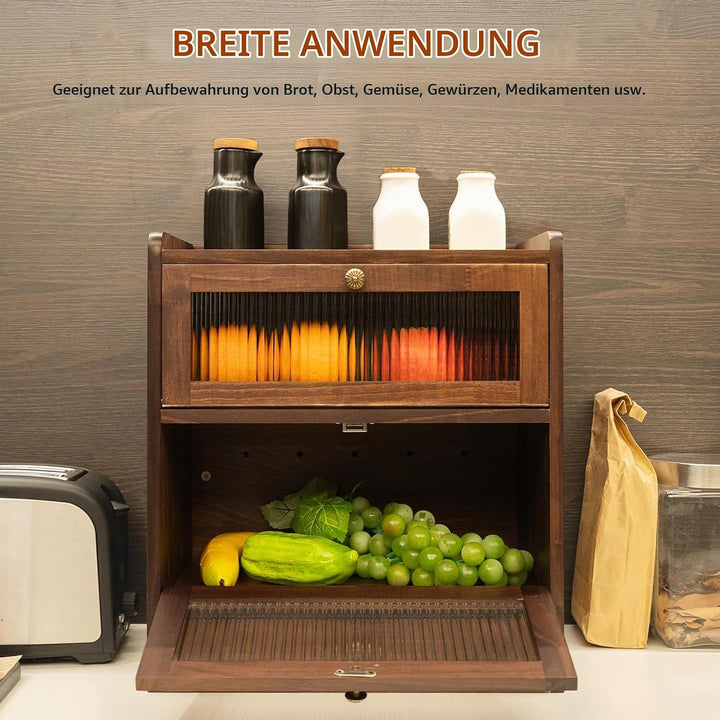 Kiefernholz Brotkasten mit 50 Deli-Papier, Holz Brotkästen mit Belüftung, Vintage Braun Brotbehälter