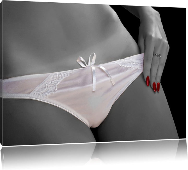 weisses Dessous schwarz/weiss Format: 100x70 auf Leinwand, XXL riesige Bilder fertig gerahmt mit Kei