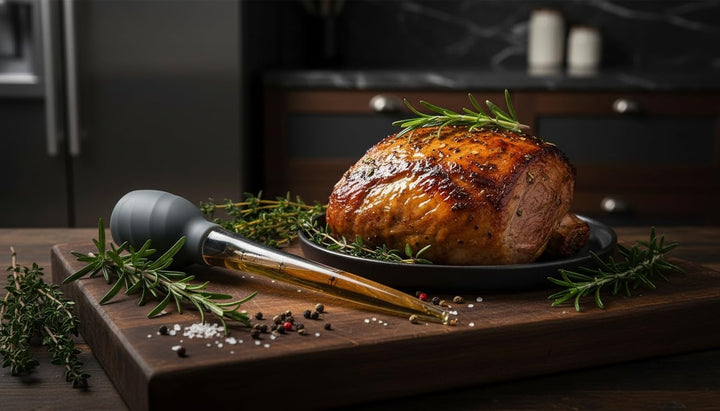 VITA PERFETTA Bratenspritze für Saft und Sauce mit Flaschenbürste