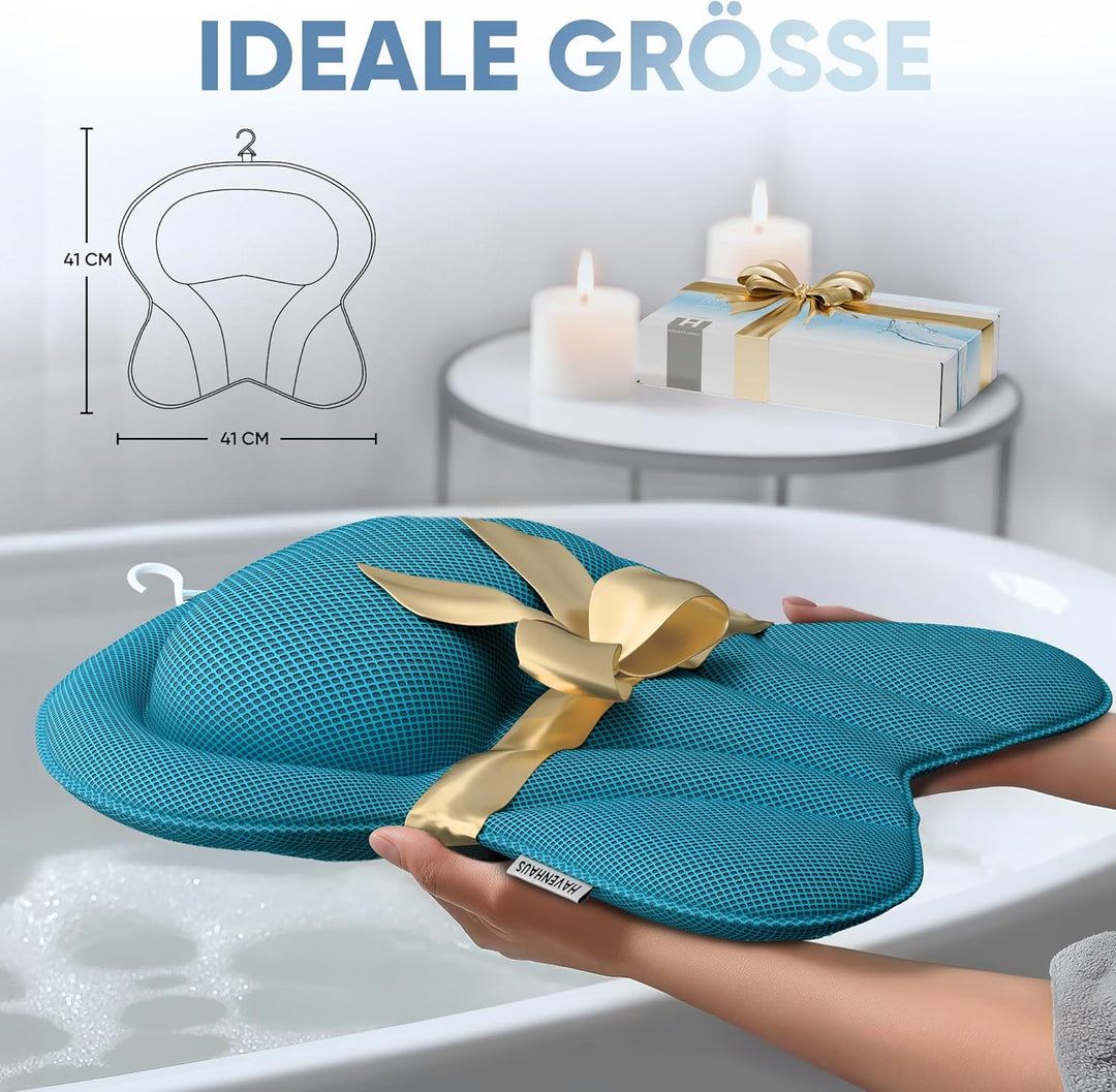 XXL Premium Badewannenkissen blau | NEU zusätzliche Polster an Schulter- &amp; Nackenbereich | Badekisse