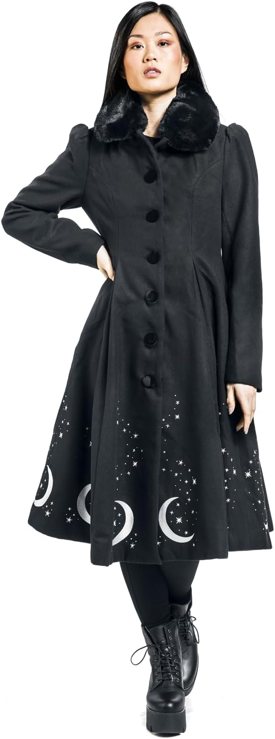 Hell Bunny Interstellar Coat Frauen Mantel schwarz Casual Wear, Rockabilly, Rockwear XS Schwarz, XS