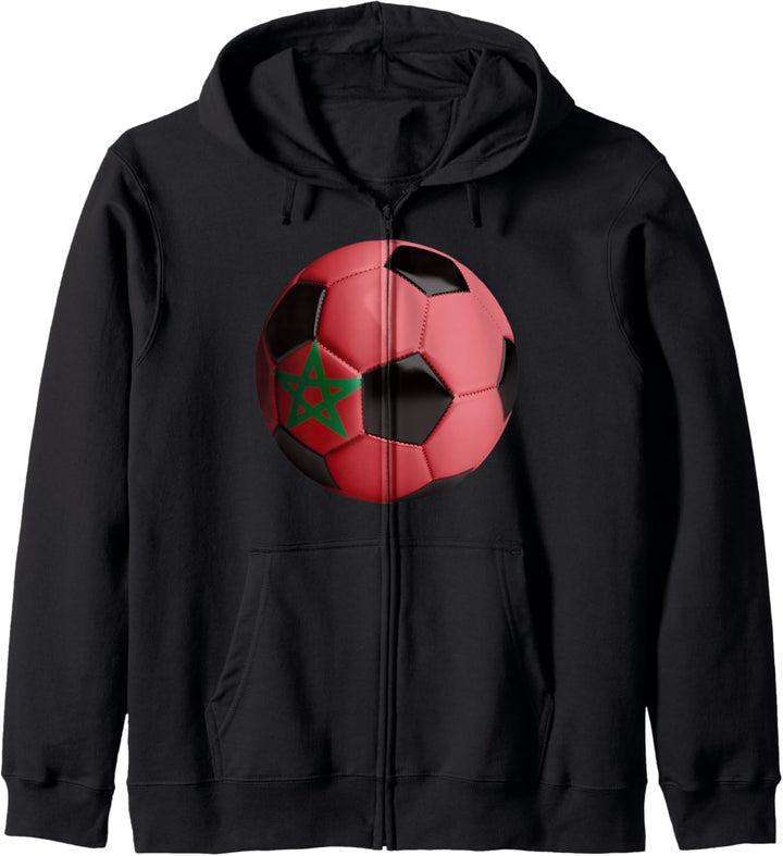 Marokko Flagge Fussball Kapuzenjacke