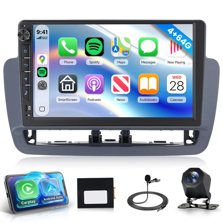 Rimoody 4G+64G Autoradio Android für Seat Ibiza 2012-2015 9 Zoll IN-Cell Radio mit Wireless Carplay