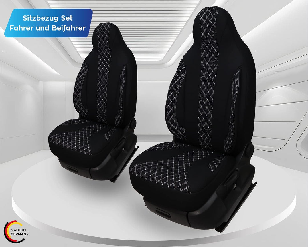 Mass Sitzbezüge Schonbezüge Pilotsitze Fahrer & Beifahrer Set kompatibel mit Wohnmobil FIAT Ducato,