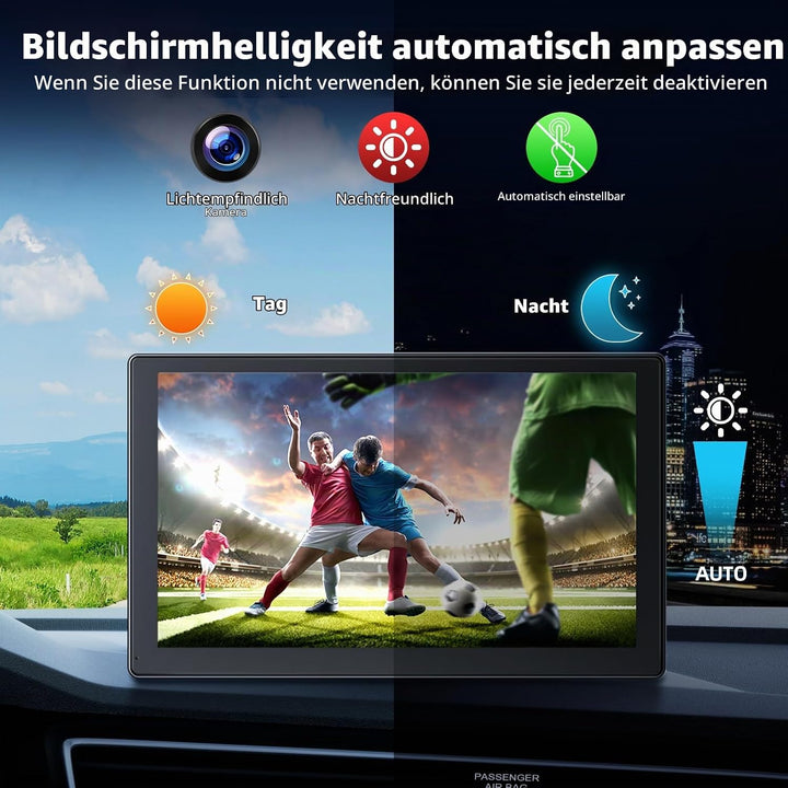 LAMTTO Wireless Carplay Display fürs Auto 9 Zoll Autoradio für A-pple CarPlay &amp; Android Auto mit Das