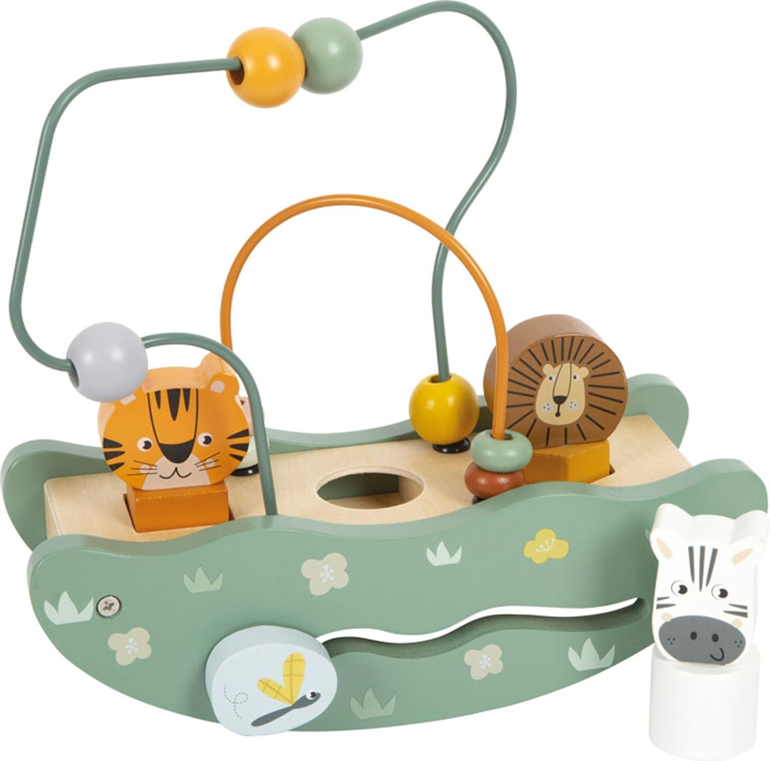 small foot Motorikschleife mit Wippe „Safari“, Holzspielzeug mit vielfältigen Spielfunktionen, ab 12