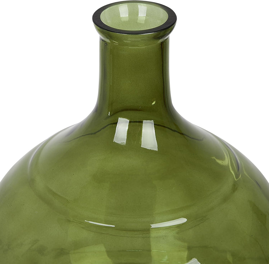 Blumenvase Glas grün 34 cm Tischdeko Ballonvase Flaschenvase Boho Modern Achaar