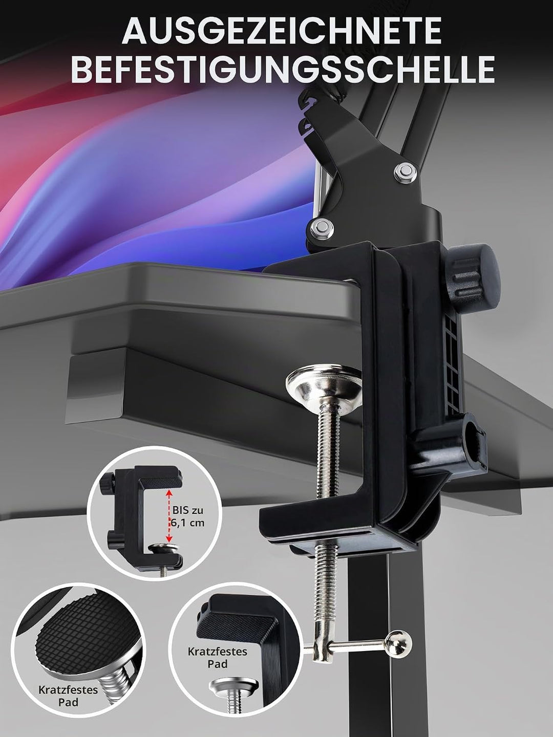 SUNMON für HyperX SoloCast / 2 Mikrofon Arm, Universeller SoloCast 2 Mikrofonarm Tisch Mikrofonständ