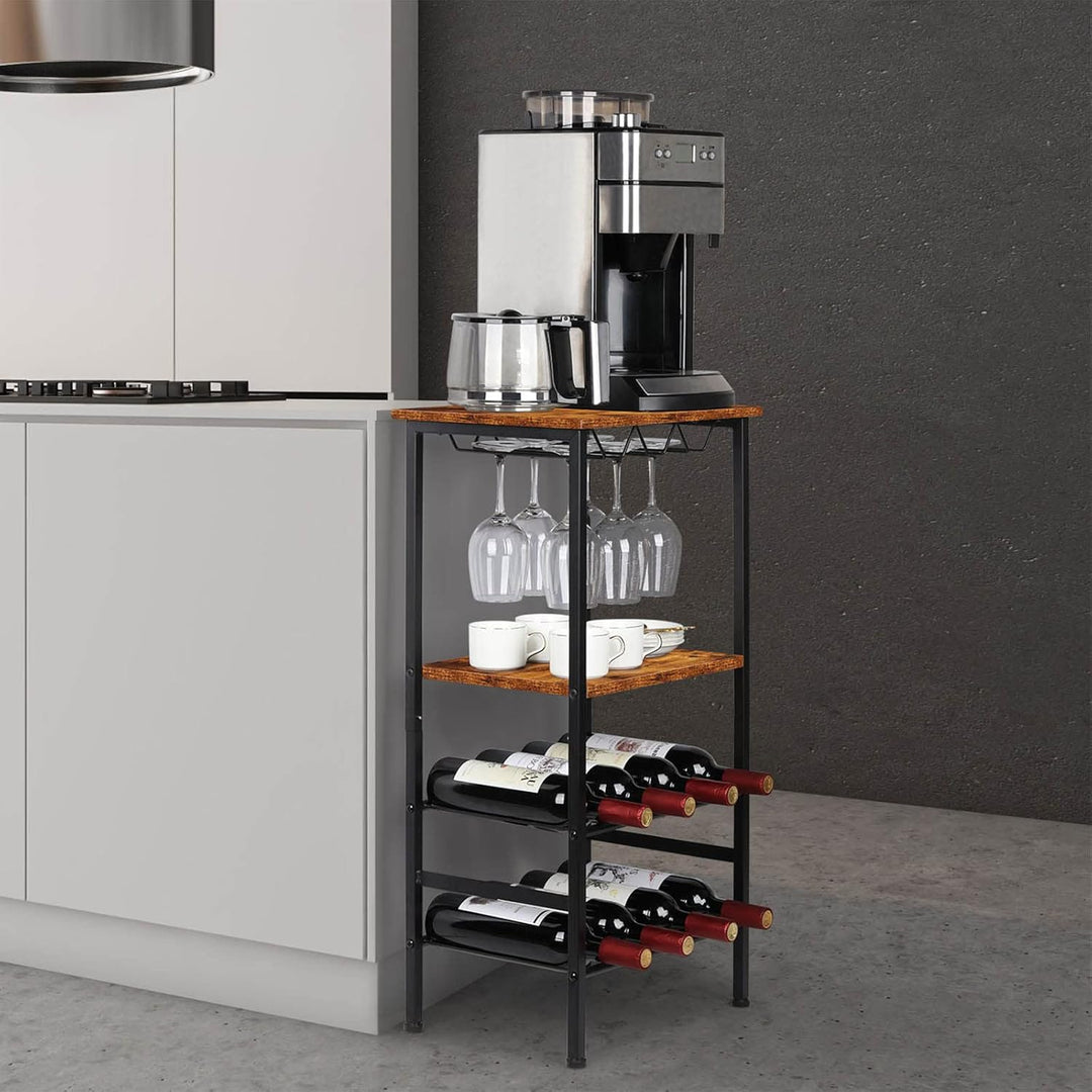 CADUKE Freistehendes Weinregal mit Weinglashalter, Barschrank mit Tischplatte, Flaschenregal für 8 F