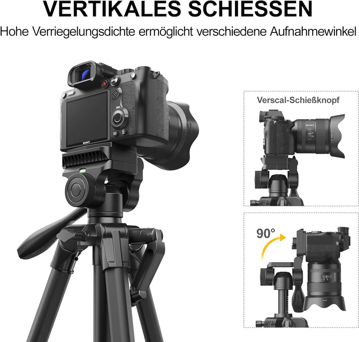 RALENO 60'' Stativ für Kamera, Kompaktes&Leichtes Stativ mit Tasche für Professionelle Fotografen, F