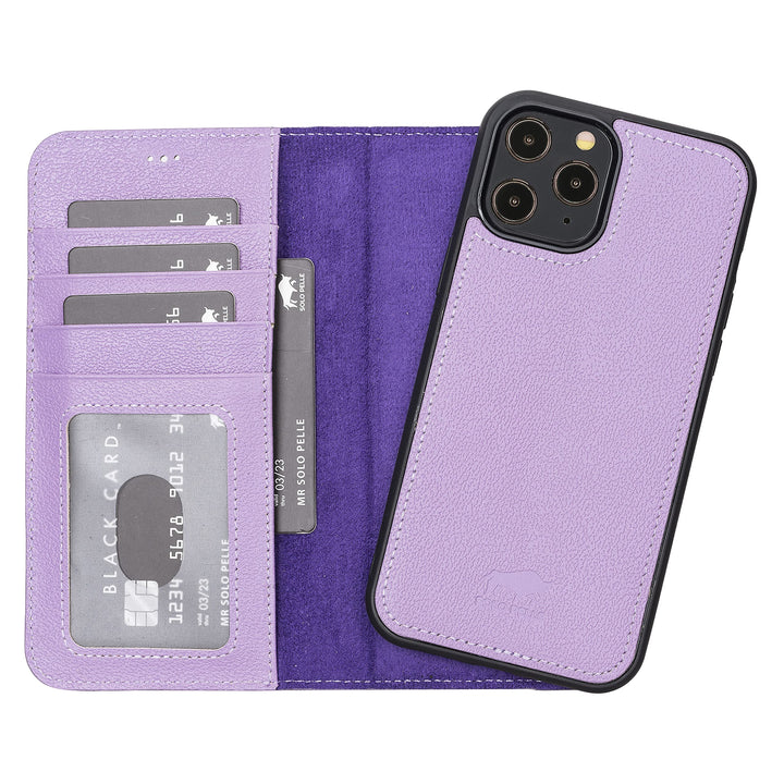Solo Pelle Lederhülle kompatibel für iPhone 12 Pro Max in 6.7 Zoll abnehmbare Hülle (2in1) inkl. Kar