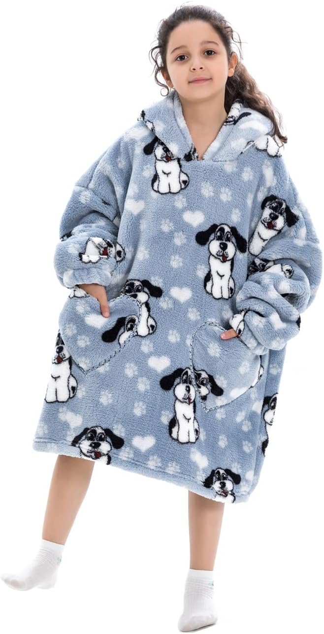 Kinder Übergrosse Kapuzenpullover,Super Weich Warmes Bequeme Tragbare Decken Sweatshirt für Mädchen