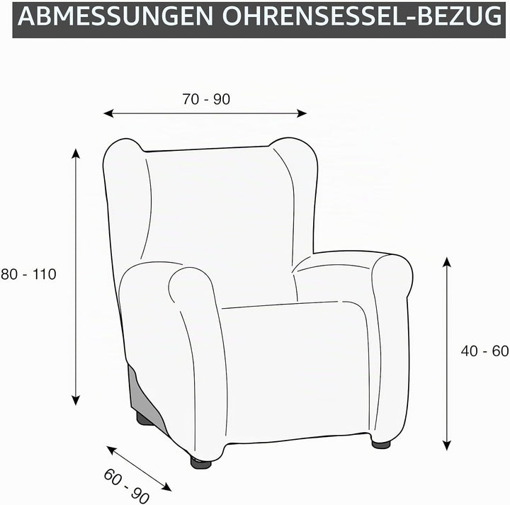 Martina Home Emilia Tasche Sillón Orejero, Stoff, Grau, 33 x 8 x 42 cm Elegantes Grau, Elegantes Gra