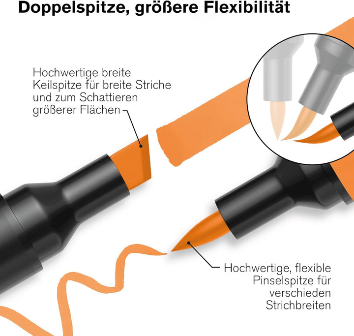 Winsor &amp; Newton 0290080 BrushMarker (für Zeichnungen, Kalligraphie, Design und Layouts, streifenfrei