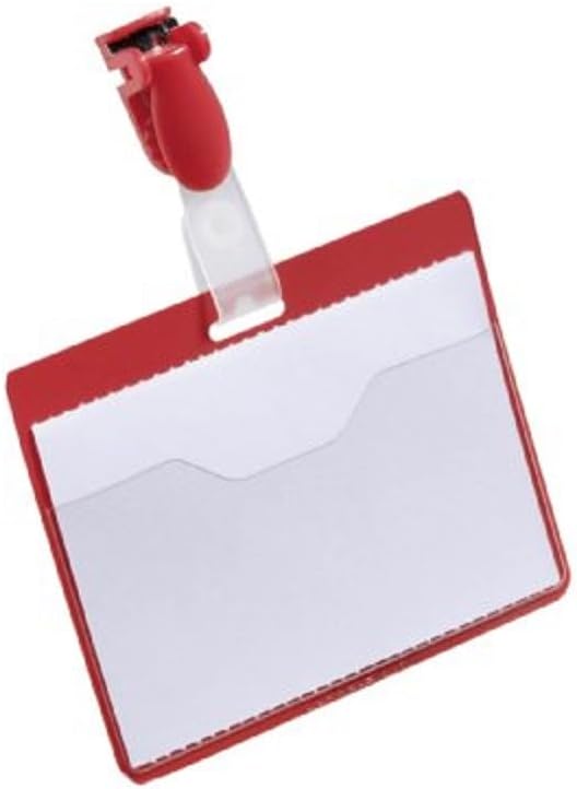 Durable Namensschild (mit Clip, 60 x 90 mm, Kunststoff) Packung à 25 Stück, rot, 810603, rot