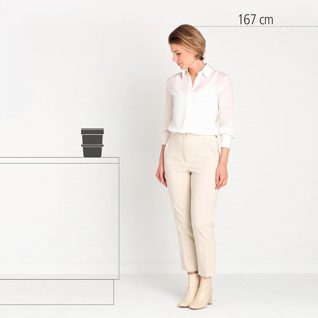 Brabantia Sort &amp; Go Abfalleimer mit Deckel 3 L (hellgrau), platzsparender Biomüll Behälter mit Griff