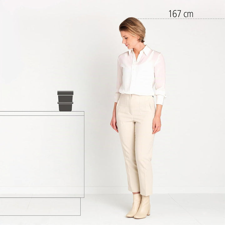 Brabantia Sort &amp; Go Abfalleimer mit Deckel 3 L (hellgrau), platzsparender Biomüll Behälter mit Griff