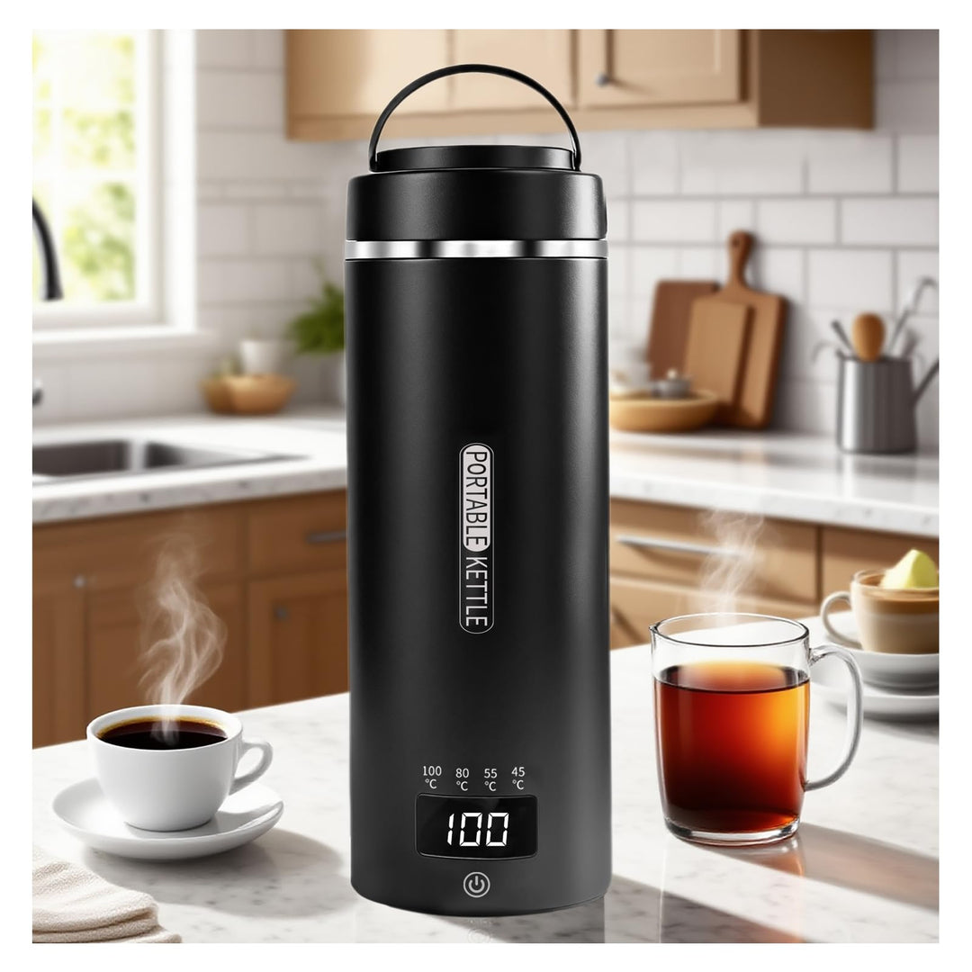 Wasserkocher Klein 450 ml - 4 Temperatureinstellungen Mini Wasserkocher zum Anschliessen Edelstahl 3