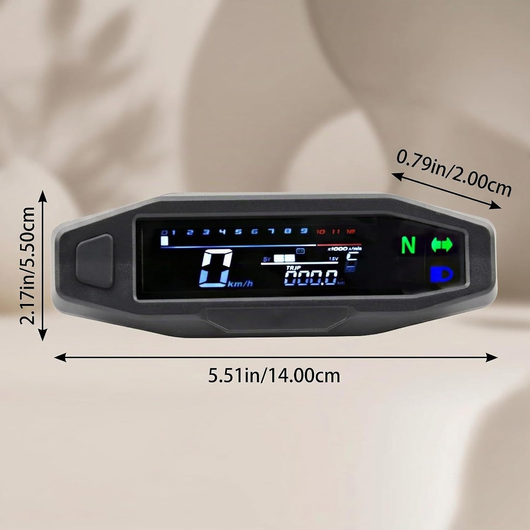 Shkalacar Motorrad Digitaler Tachometer, Drehzahlmesser mit 1-6 Gang LCD Display, Blinker, Hintergru