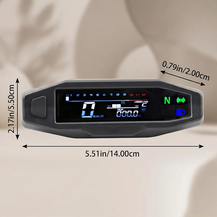 Shkalacar Motorrad Digitaler Tachometer, Drehzahlmesser mit 1-6 Gang LCD Display, Blinker, Hintergru
