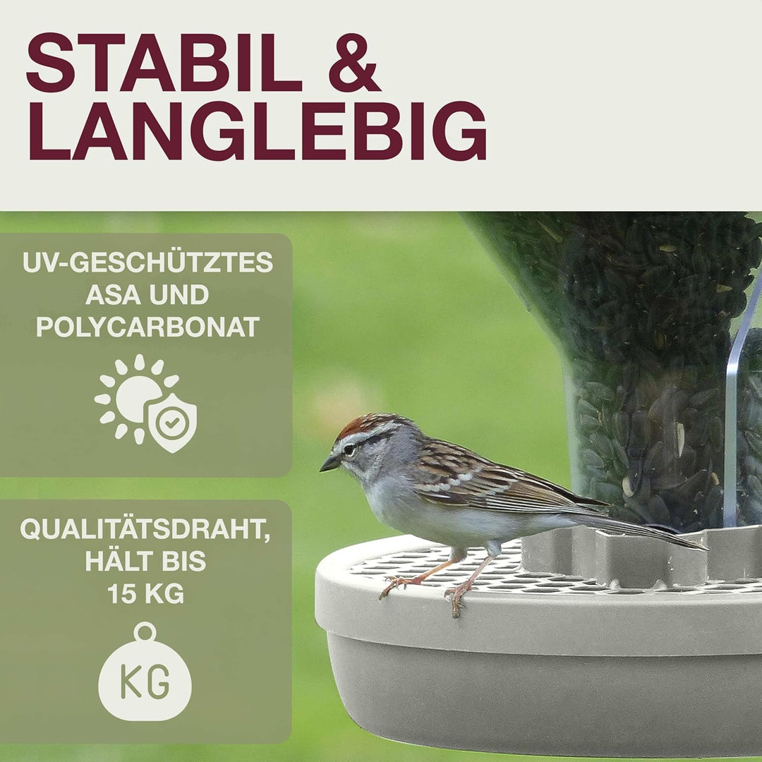 SWISSINNO Vogel-Futtersilo Davos SMART Birds. Füttern Sie Vögel - Nicht Nagetiere! Robust + Zuverläs