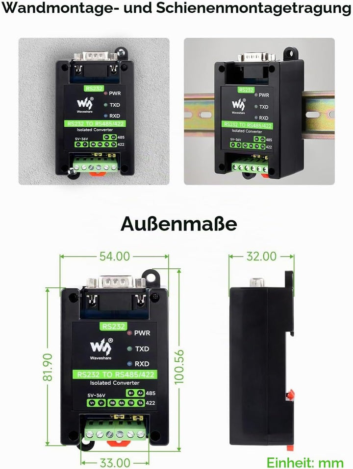 Waveshare RS232 To RS485/422 Active Digital Isolated Converter Onboard Original SP3232EEN&amp;SP485EEN C